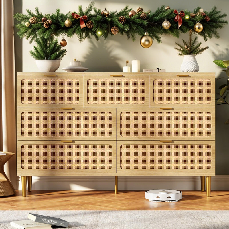 136.9cm W 7 - Drawer Chest of Drawers, Yellow