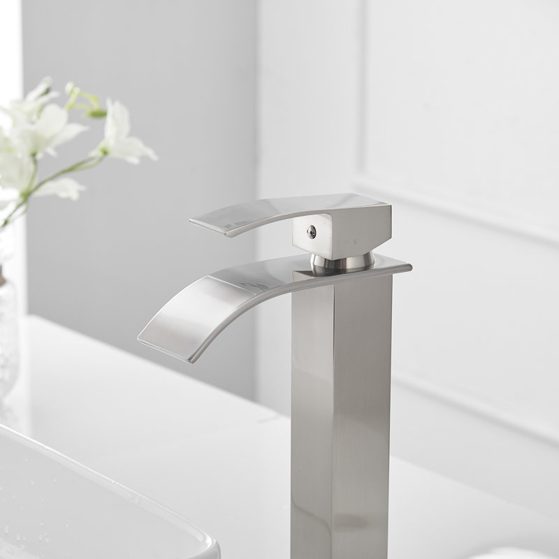 Waterfall Single Hole Single Handle Bathroom Vessel Sink Faucet, Brushed Nickel