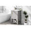 Meuble-lavabo gris avec lavabo de 50 cm, en bois massif, avec tablette de rangement et design pratique.