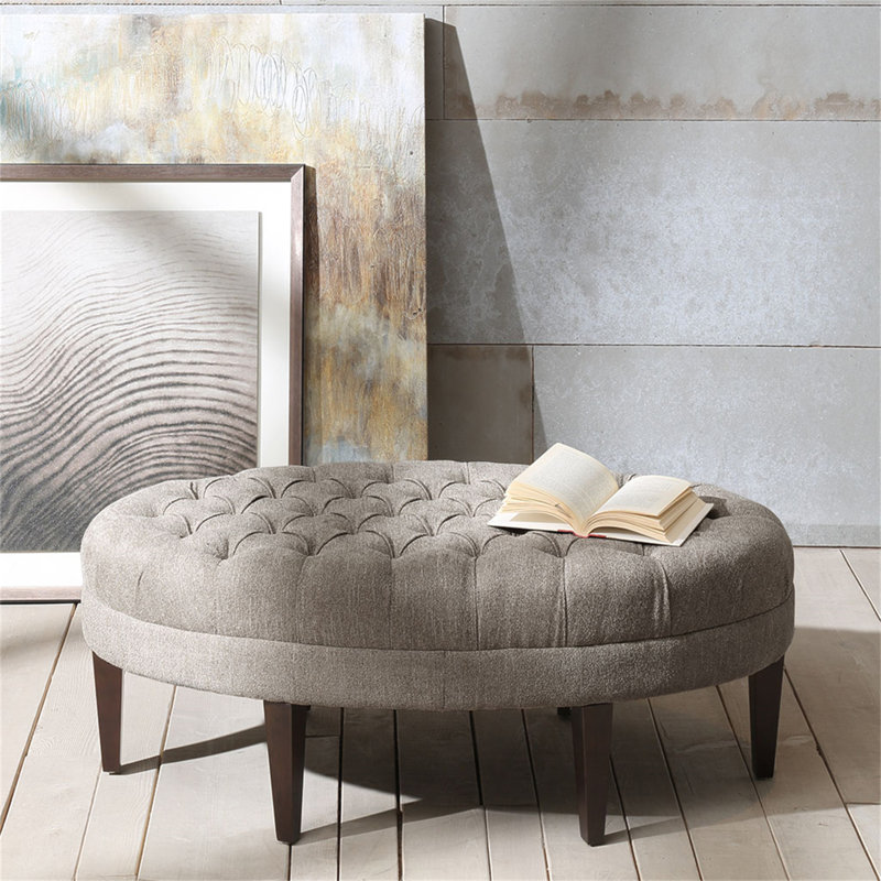 Bernville Upholstered Ottoman, Gray