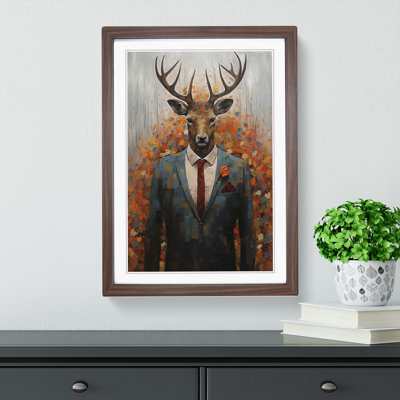 Stag Expressionism 1 Piece Single Picture Frame Wall Art