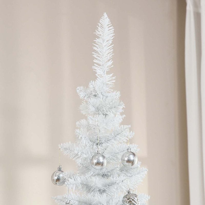 Arbre de Noël artificiel, arbre de Noël mince avec 294 pointes de branches réalistes et support en plastique, blanc, 7'