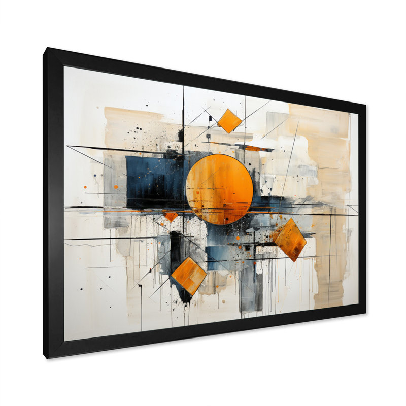 Abstrait géométrique Garbiel I, Cadre photo noir, H 16 po x l 32 po x P 1 po