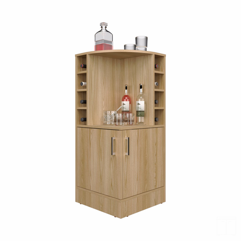 Bar, 2 portes, 8 compartiments pour bouteilles de vin, H 42,6 po x l 18,3 po x P 18,5 po, Brun