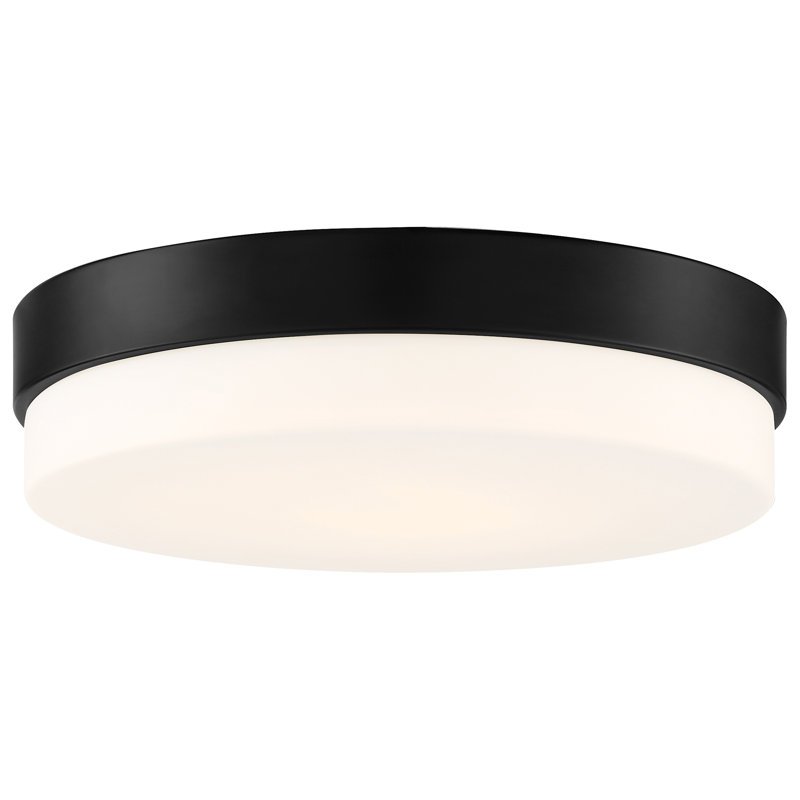 Jamita Glass LED Flush Mount, 3" H x 11" W x 11" D, Matte Black