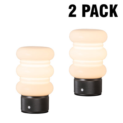 Lampe de chevet moderne compacte en verre opale, sans fil et rechargeable, avec 3 niveaux d'intensité lumineuse et DEL réglables, idéale pour la chambre à coucher ou la table de nuit.