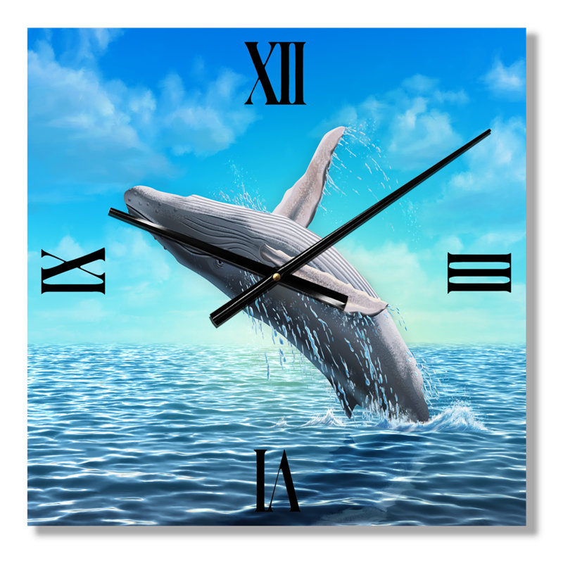 Humpback Whale Jumping - Farmhouse Wall Clock, Small