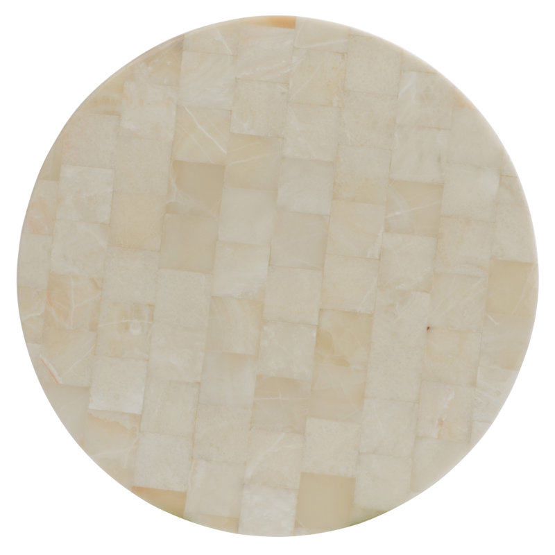 Round White Marble and Gold Coffee Table