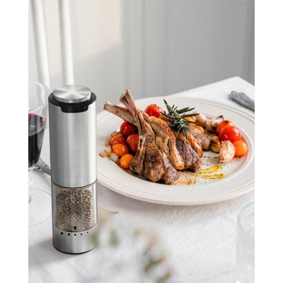 Premium Stainless Steel Salt And Pepper Grinder Set Of 2 - Adjustable Ceramic Sea Salt Grinder & Pepper Grinder - Glass Salt And Pepper Shakers