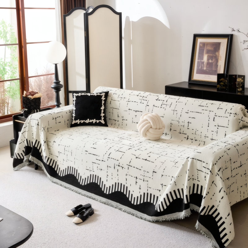 Housse réversible pour canapé en chenille pour 2 coussins - Housse de canapé lavable pour animaux de compagnie avec motif antidérapant