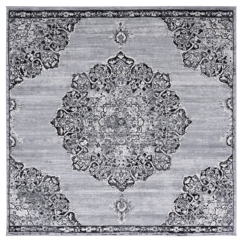 Tapis oriental gris / noir Sandstrom, Carré 6 pi 7 po