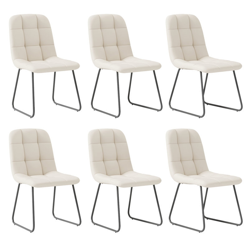 Chaises de salle à manger de cuisine moderne, chaises d'appoint rembourrées (4 chaises), 6, Blanc