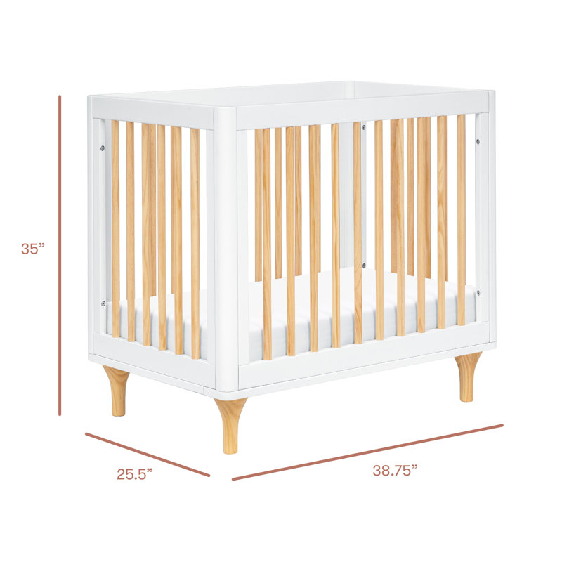 White and Natural Pine 4-in-1 Convertible Mini Crib