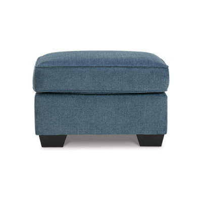 Repose-pieds Caten, polyester azur, pieds noirs à profil bas, 30 po