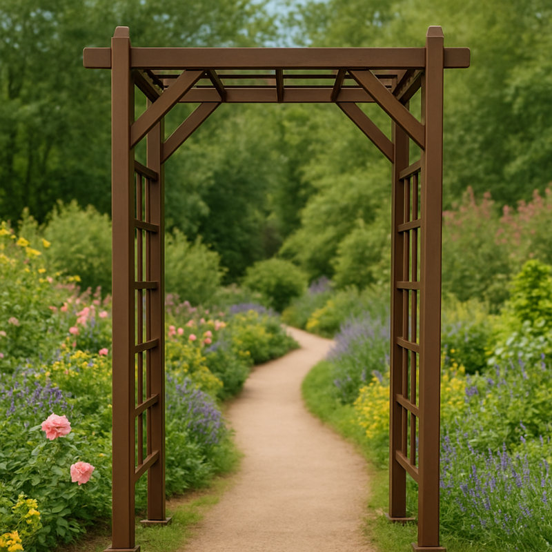 Arche de jardin moderne en aluminium, Brun