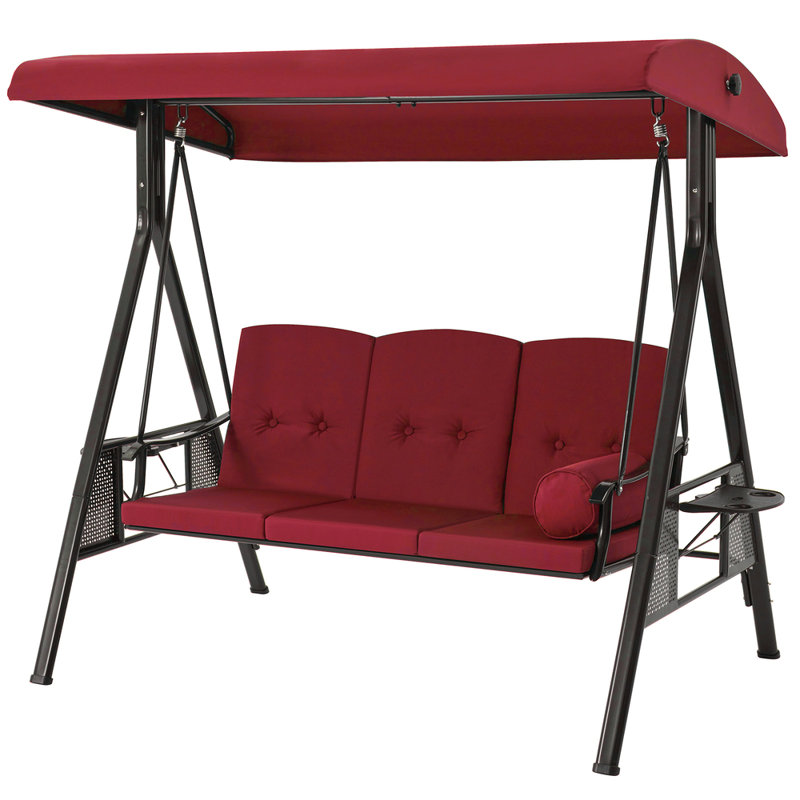 3 Person Porch Swing with Canopy, Red