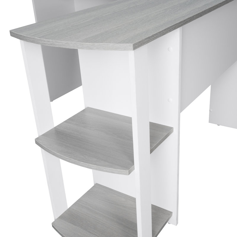 Bureau moderne en L avec tablettes latérales