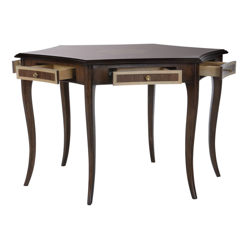 Game 46" 6 - Player Walnut Foldable Poker Table and with Drawers Included