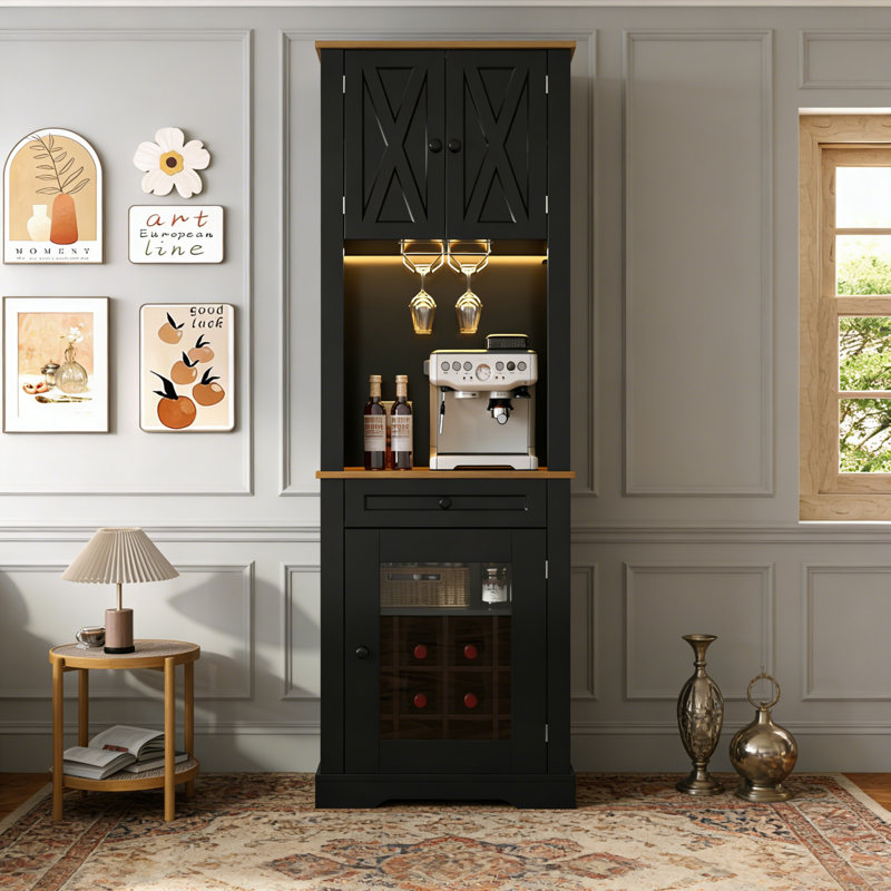 Armoire pour bar à vin 69 po, Noir