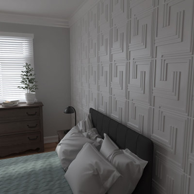 19 5/8"H X 19 5/8"W Geometric Endurawall Decorative 3D Wall Panel, White, 50/PK