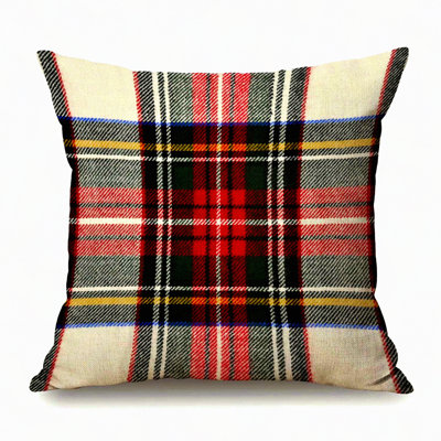 Symmetric Tartan Plaid Pillowcase - Double Sided Decorative Throw Pillow Cover - Scottish Wool Pattern Square Print Pillows Cover