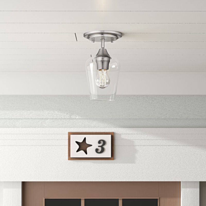 Plafonnier semi-encastré 1 lumière 5,5 po, Nickel brossé