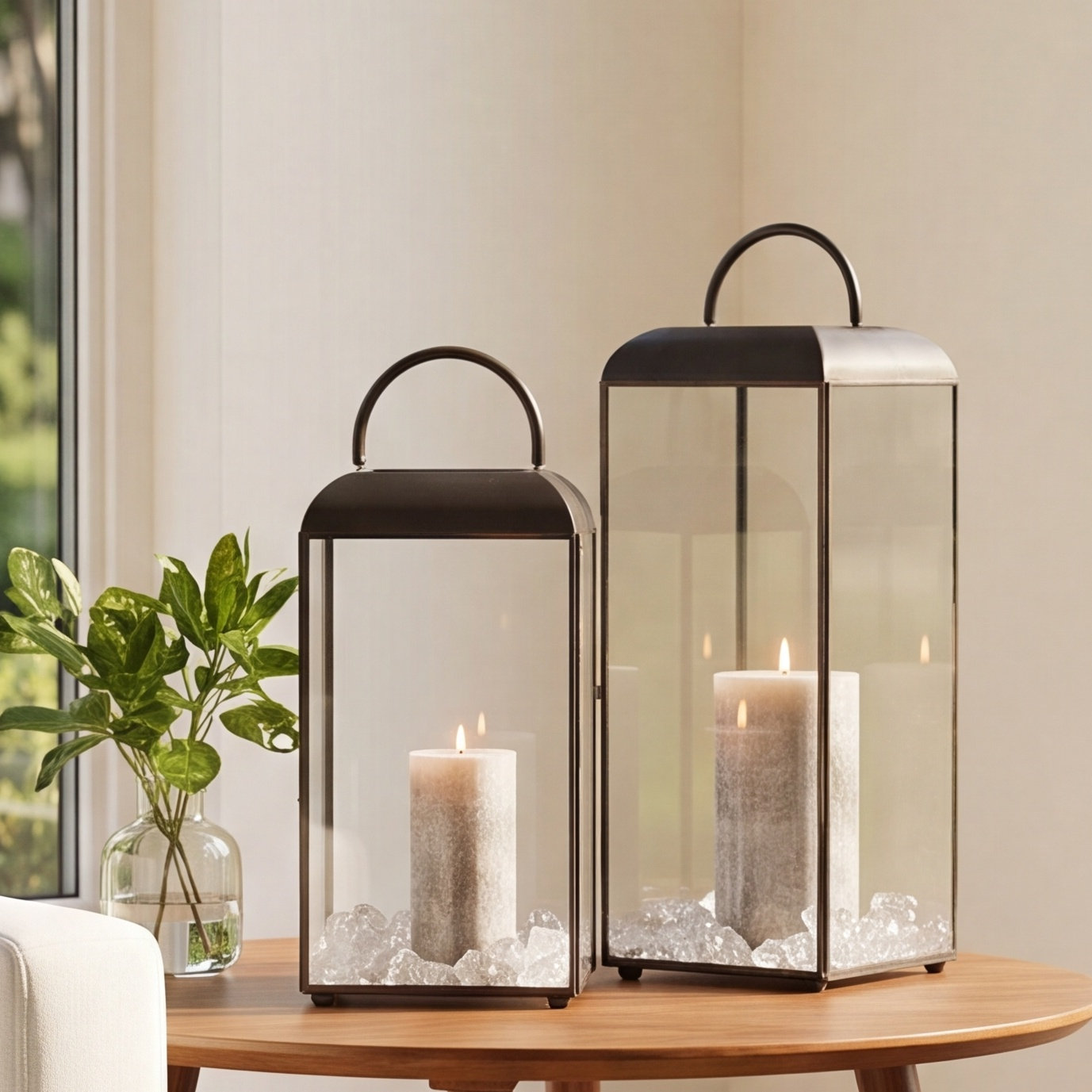 No Power Source Required / Manual Square / Rectangular Lantern, 17.5" H x 7.75" W x 7.75" D