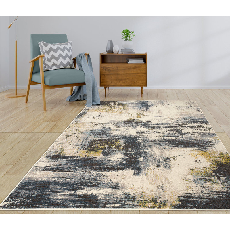 Tapis beige, moutarde, brun, moutarde, multicolore, Ladole Rugs, Rectangle 6 pi 7 po x 9 pi 6 po