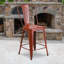 Commercial Grade Distressed Metal Indoor-Outdoor Counter Height Stool with Back-1728823598-1728823569