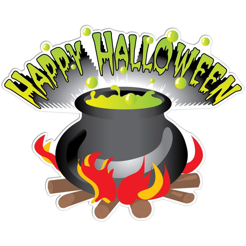Joyeux Halloween chaudron, ensemble de décoration de pelouse d'Halloween de 13 avec 24 petits piquets