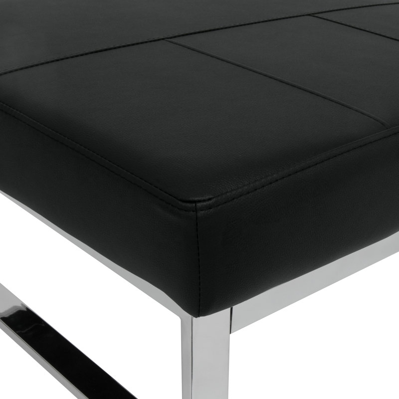 Repose-pieds en cuir Atlas, Noir