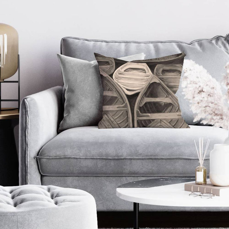 Sepia canoes - 16"x16" Throw pillow - Poly twill - Print on demand, Brown, 16"H x 16"W