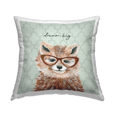 Dream Big Fox Trellis Pattern Outdoor Printed Pillow by Cindy Jacobs