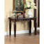 Table With Solid Wood Structure And Faux Marble Surface, Intricate Details For Living Room Surface Frame Area