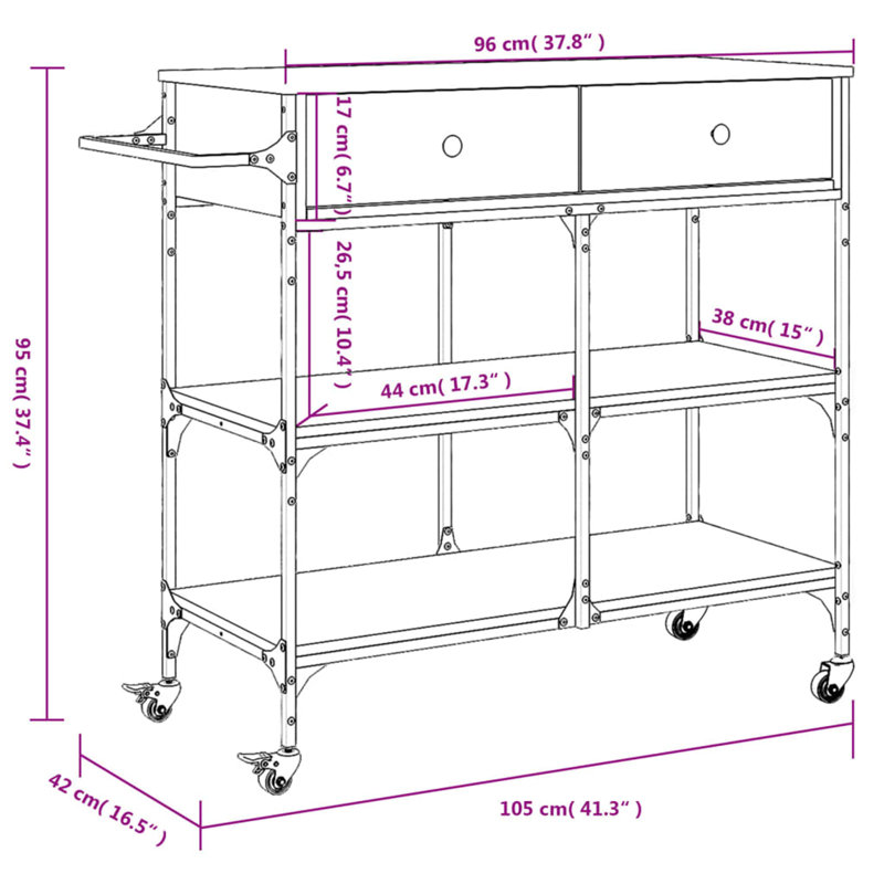 Kitchen Serving Cart, Beige