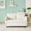 Canapé-lit moderne en velours beige, petite causeuse avec coussins et poches, solution de sommeil convertible 3-en-1 pour les salons-362791304