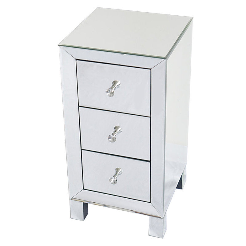 11.8cm W Reclaimed Wood Bedside Table, Silver