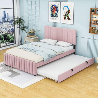Queen Upholstered Standard Bed with Twin XL Trundle