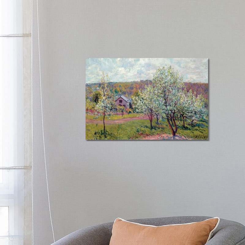 Spring in the Environs of Paris, Apple Blossom, 1879 by Alfred Sisley - 1 Piece Wrapped Canvas Wall Art