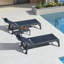 Chaise longue d'extérieur en aluminium avec table d'appoint et coussin pour la piscine extérieure-95048836
