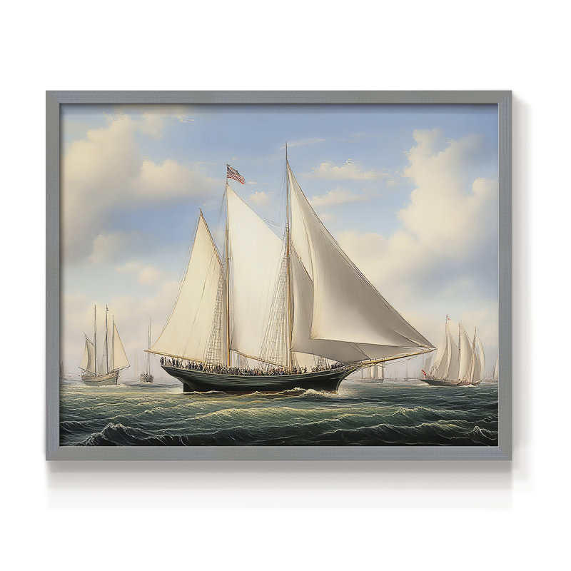Série nautique-CXV - reproduction encadrée - réarmable, H 22 po x l 28 po, Gris