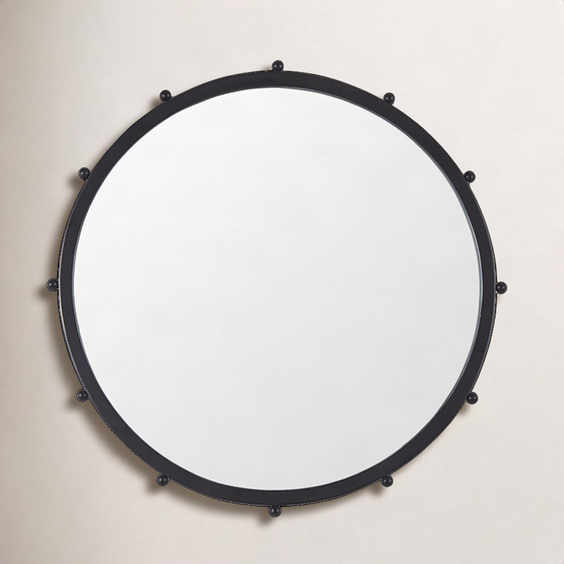 Weston Metal Round Mirror, Black, 25.2" x 25.2"