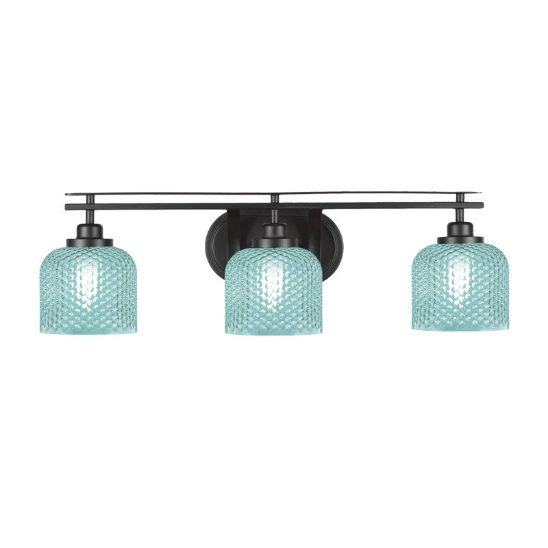 Barre d'éclairage de salle de bain 3 lumières Scituate, Bleu, Noir mat