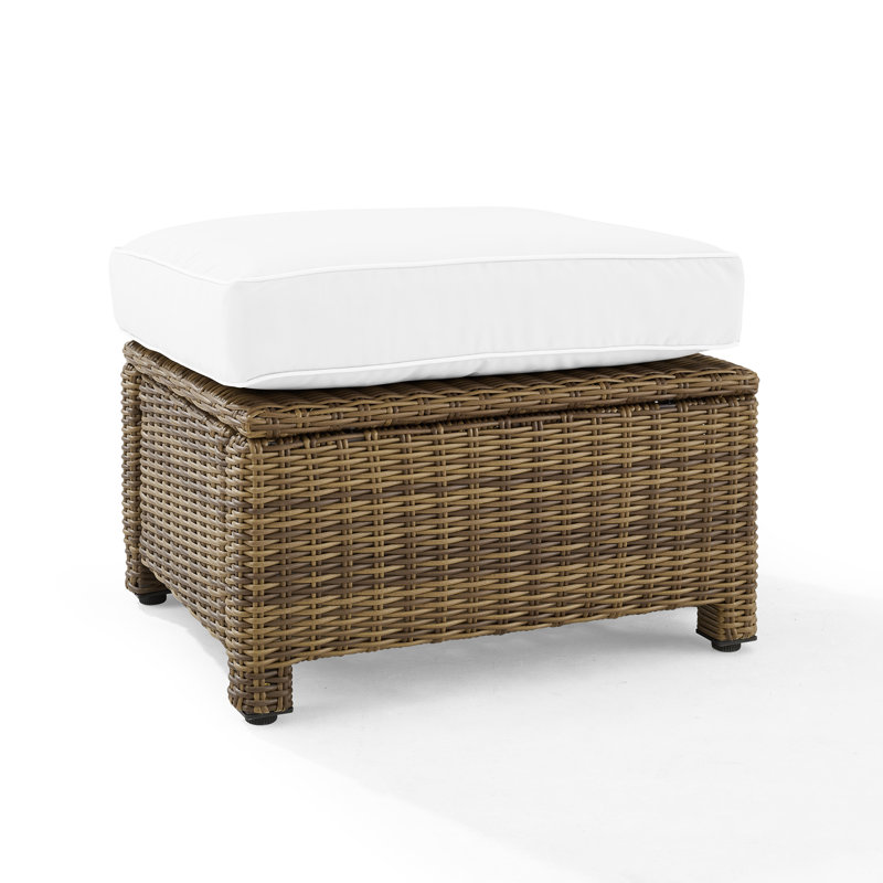 Repose-pieds d'extérieur avec coussin Regina, Brun, Sunbrella® blanc