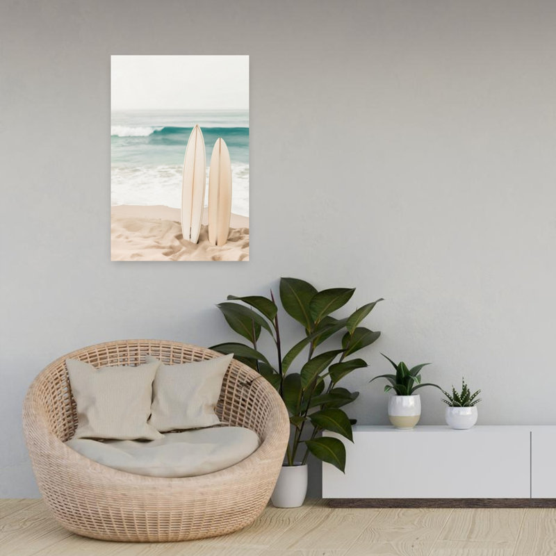 Planche de surf de plage sereine, art mural côtier paisible et serein, H 24 po x l 16 po