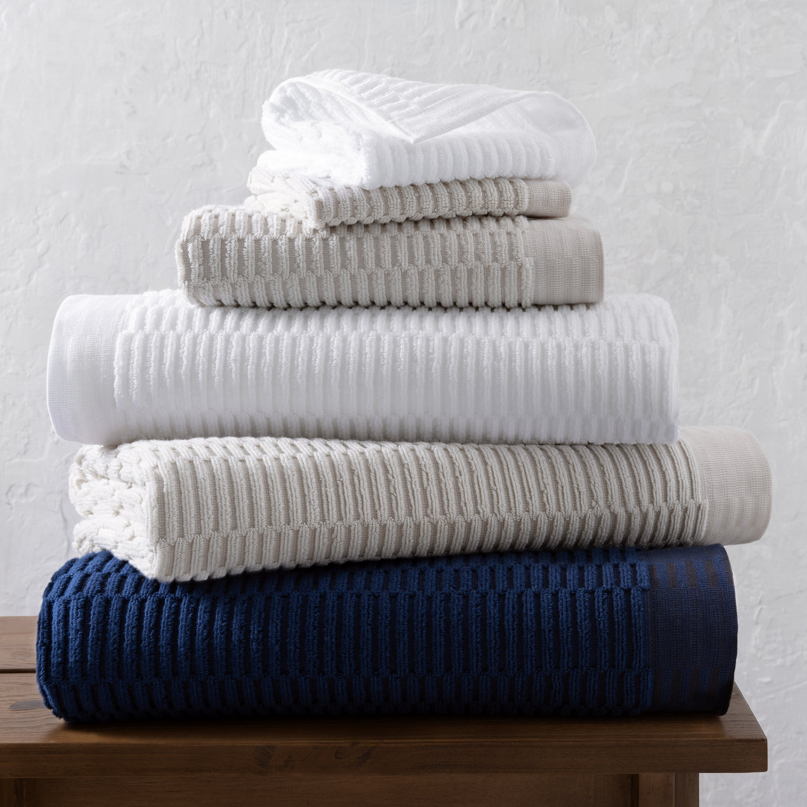 Geometric Cotton Washcloth, White
