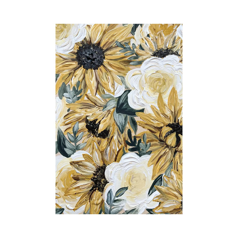 Sunflower Florals by Katie Bryant - Wrapped Canvas Painting, 20.32 cm H x 30.48 cm W