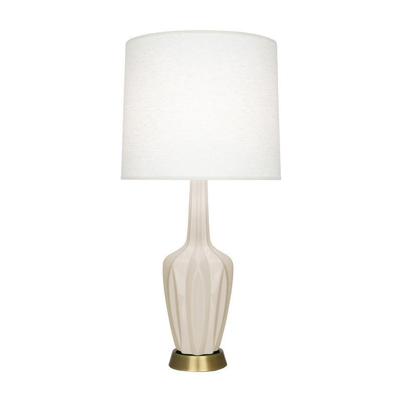 Petite lampe d'appoint Emma, Os glacé, H 30 po x l 6,25 po x P 15 po, Céramique / métal