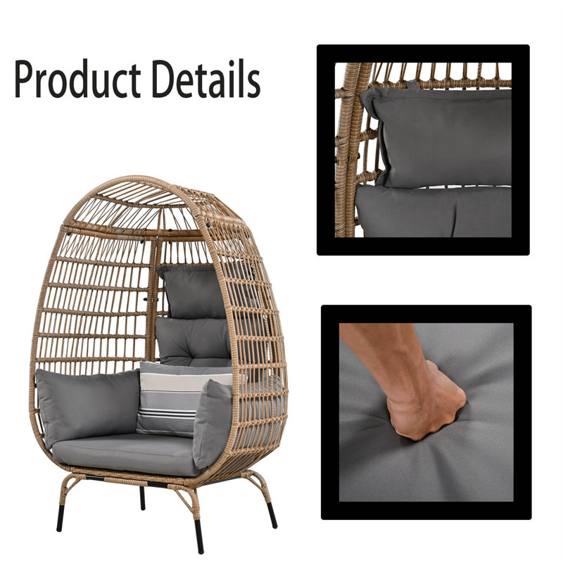Brettly 1 Person Egg Chair, Gray