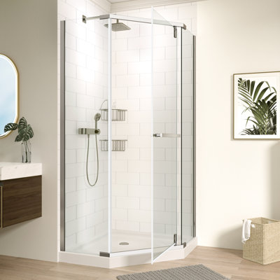 Pivot Shower Door With 1/4" Tempered Glass - -Angle Enclosure 34.75 In. X 72 Hassle- Secure Leakage Function Clear Style Uninterrupted Effective Feature